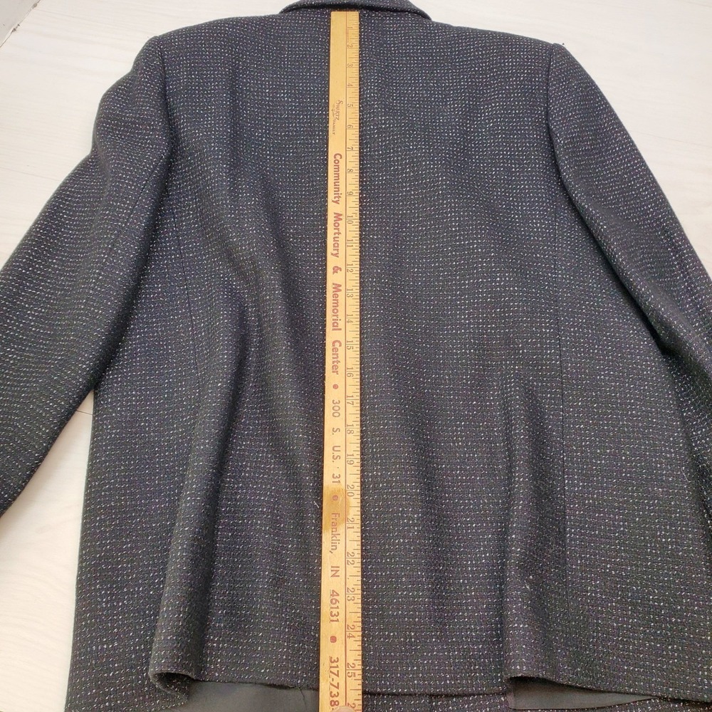 Kasper for ASL Petite Womens 12P Wool Blend Blazer Charcoal Grey Whimsigoth 90s - Picture 7 of 10